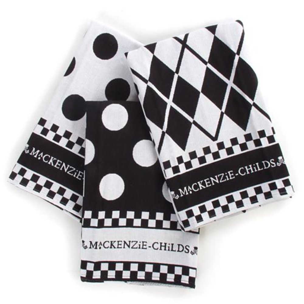 Black & White Dish Towels - Set of 3